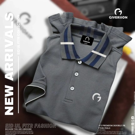 Premium Edition Double PK Cotton Polo- Ash