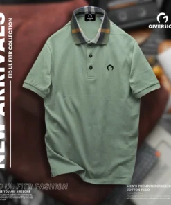 Mens Premium Olive Striped Polo Shirt