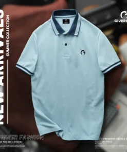 Alternative view of Mens Premium Sky Blue Cotton Polo Shirt